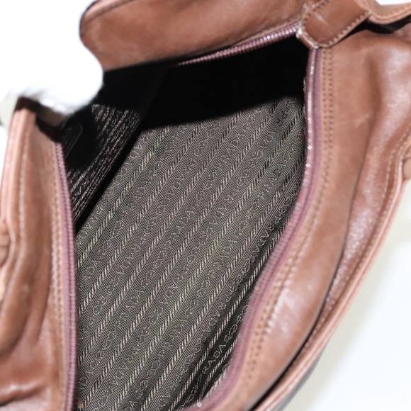 PRADA Hand Bag Leather Brown Silver Auth 95631 - Picture 11 of 16